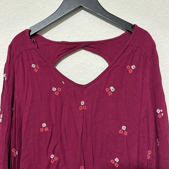 NWOT FREE PEOPLE Oxford Embroidered Mini Dress in Plum combo color - Picture 5 of 7